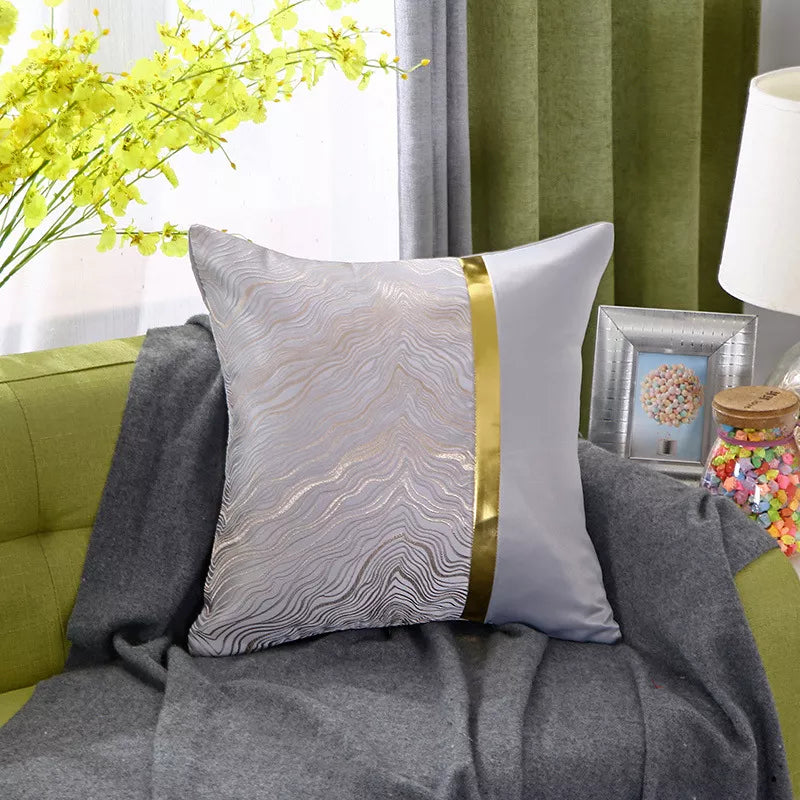 Luxury Gold Jacquard Throw Pillow Cover 18×18 – Elegant Textured Cushion Case