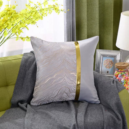 Luxury Gold Jacquard Throw Pillow Cover 18×18 – Elegant Textured Cushion Case