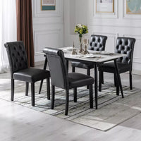 Set of 6 Tufted Leather Dining Chairs with High Back for Dining Room & Living Room - DSARD