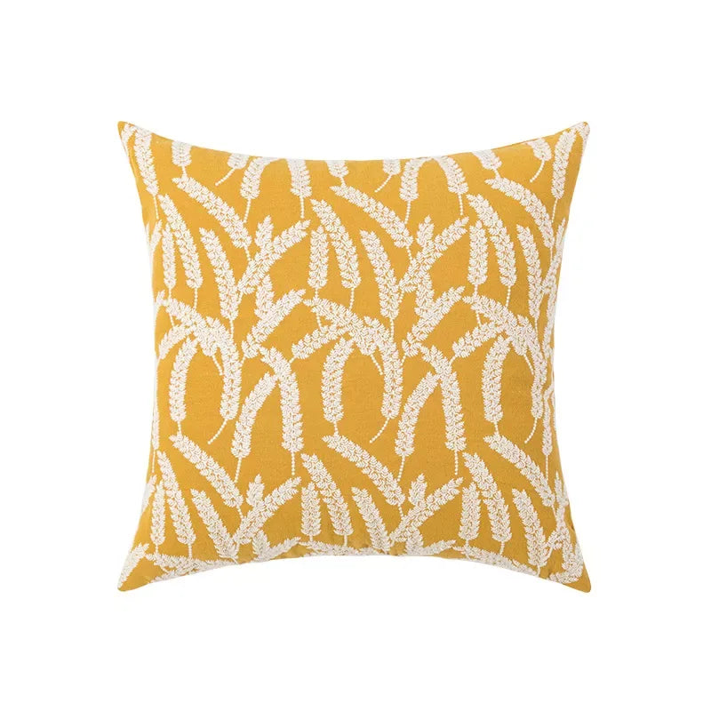 Boho Tufted Throw Pillow Cover with Tropical Monstera Leaf Design - DSARD