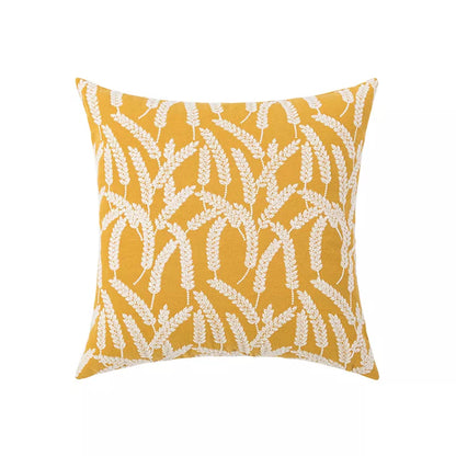 Boho Tufted Throw Pillow Cover with Tropical Monstera Leaf Design