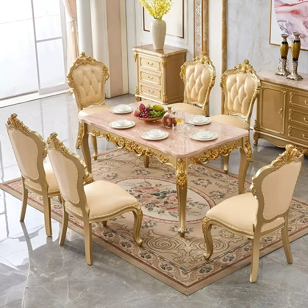 Luxury Gold European Solid Wood Dining Table - DSARD
