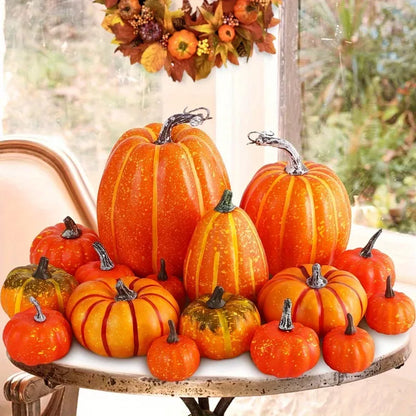 Artificial Pumpkin Set – Autumn Harvest & Thanksgiving Table Decor