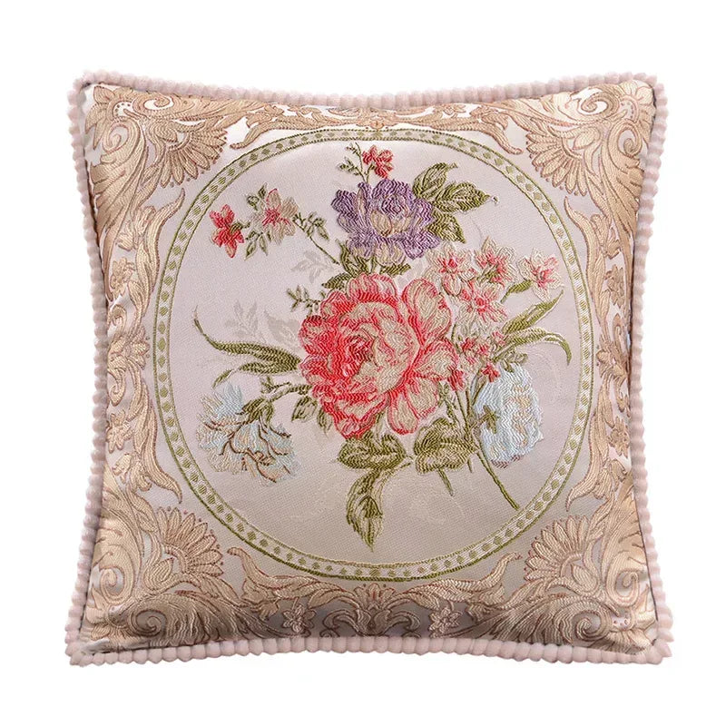Classic Jacquard Floral Decorative Cushion Cover 18x18in for Sofa & Home - DSARD