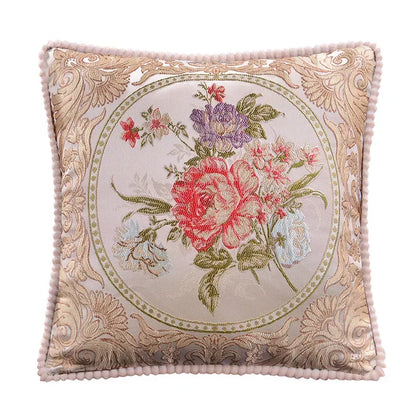 Classic Jacquard Floral Decorative Cushion Cover 18x18in for Sofa & Home