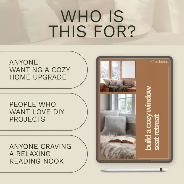 Build a Cozy Window Seat Retreat | DIY Window Seat Checklist | Cozy Nook Home Decor Digital Download | Window Seat Design Guide