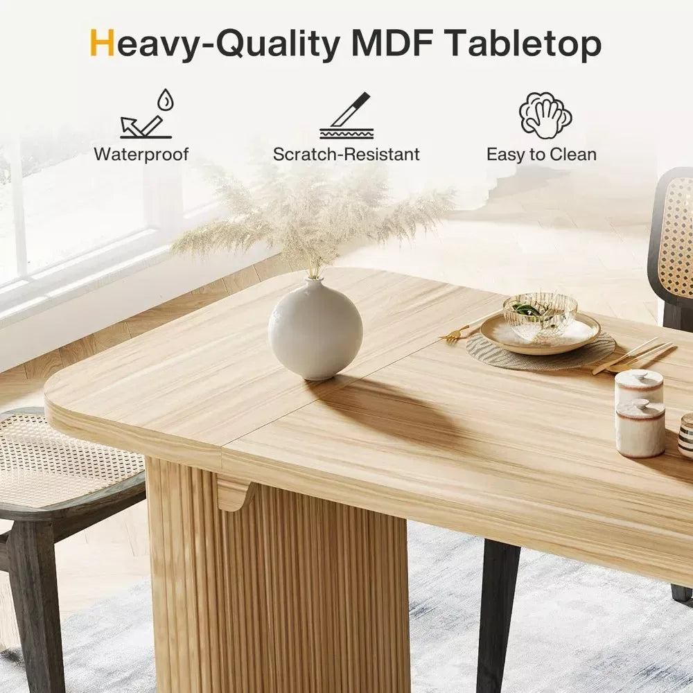 63-Inch Modern Wood Dining Table for 6 with Sturdy Double Pedestal Base - DSARD - DSARD