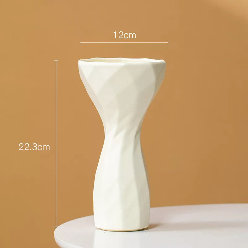 Geometric Ceramic Vase Chic Modern Centerpiece for Flowers and Home Décor