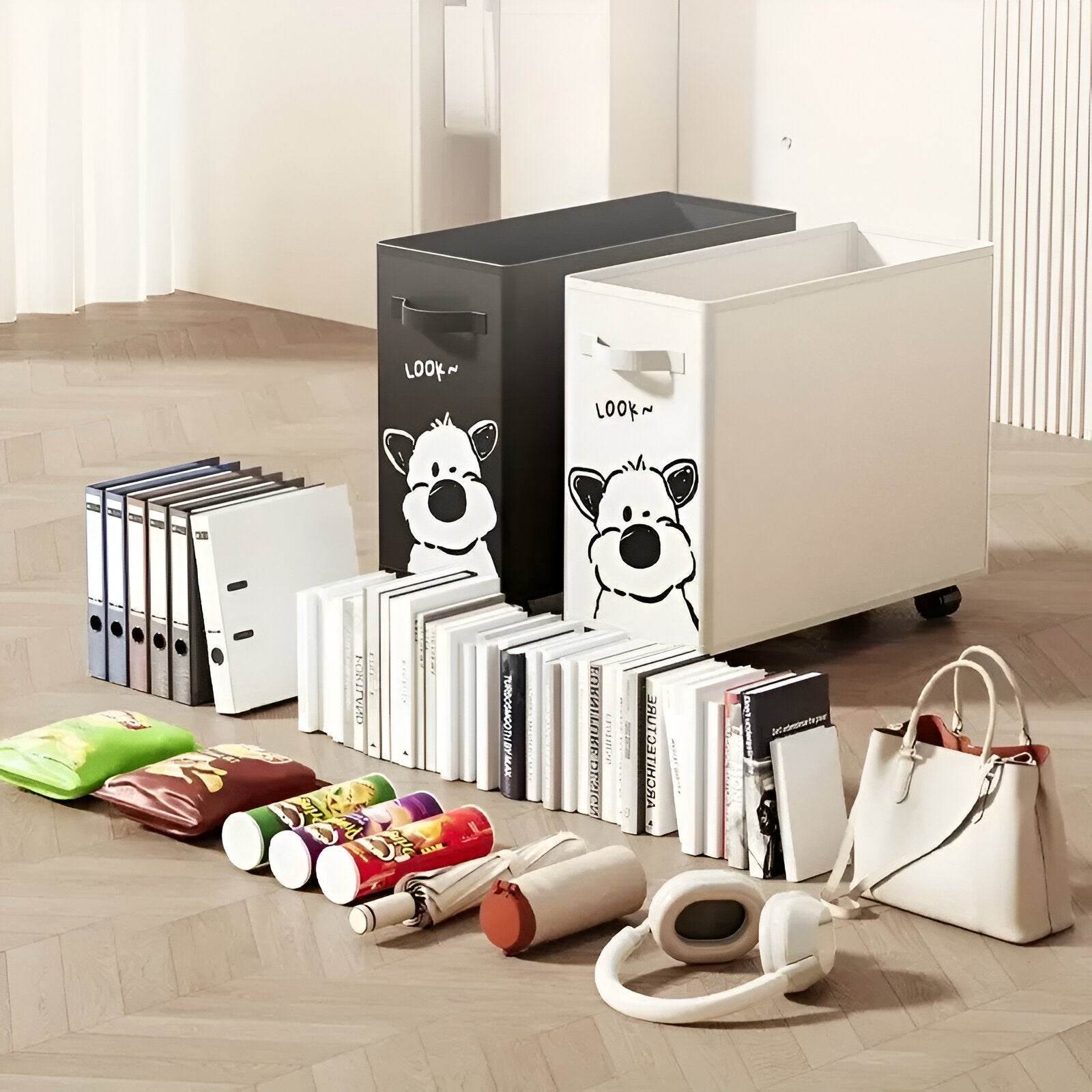 Under Desk Rolling Stationery Organizer – Cute Office Storage Cart with Wheels
