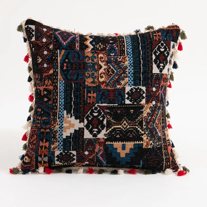 Bohemian Tassel Floral Pillow Cover