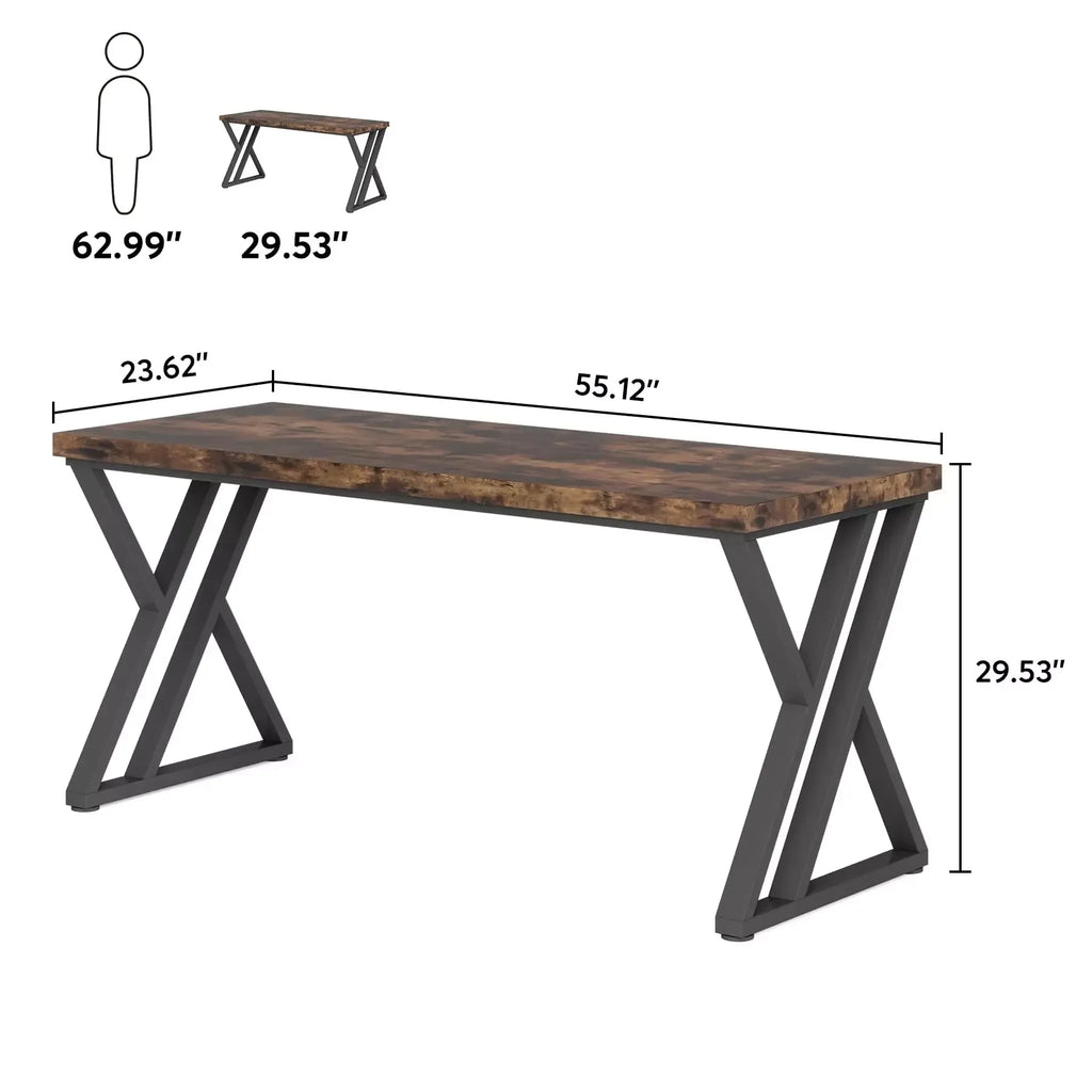 55 Inch Heavy Duty Writing Computer Desk with Z-Shaped Metal Legs - DSARD - DSARD