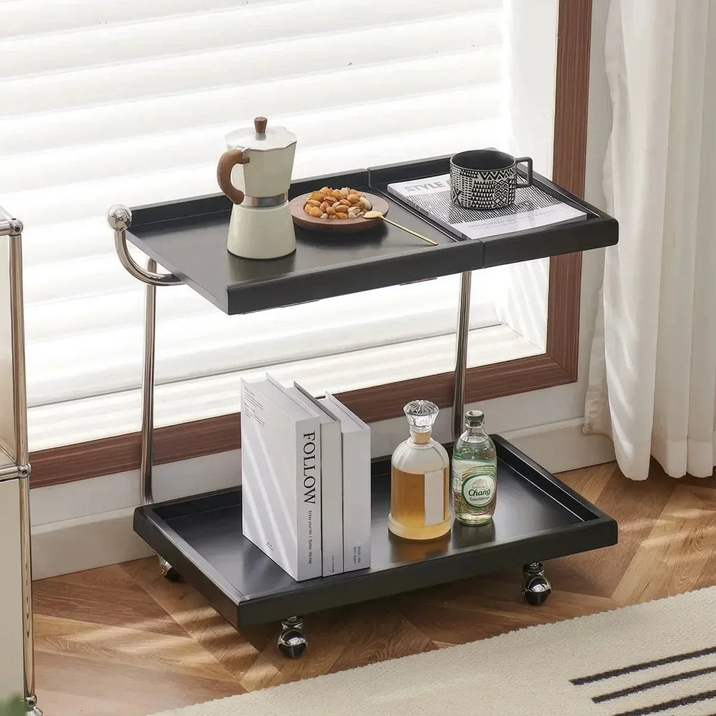 Nordic Mobile Cart Solid Wood Storage Table – Rolling Side Table