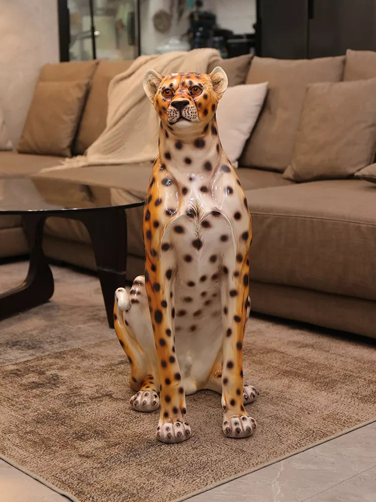Luxury Leopard Statue Home Decor