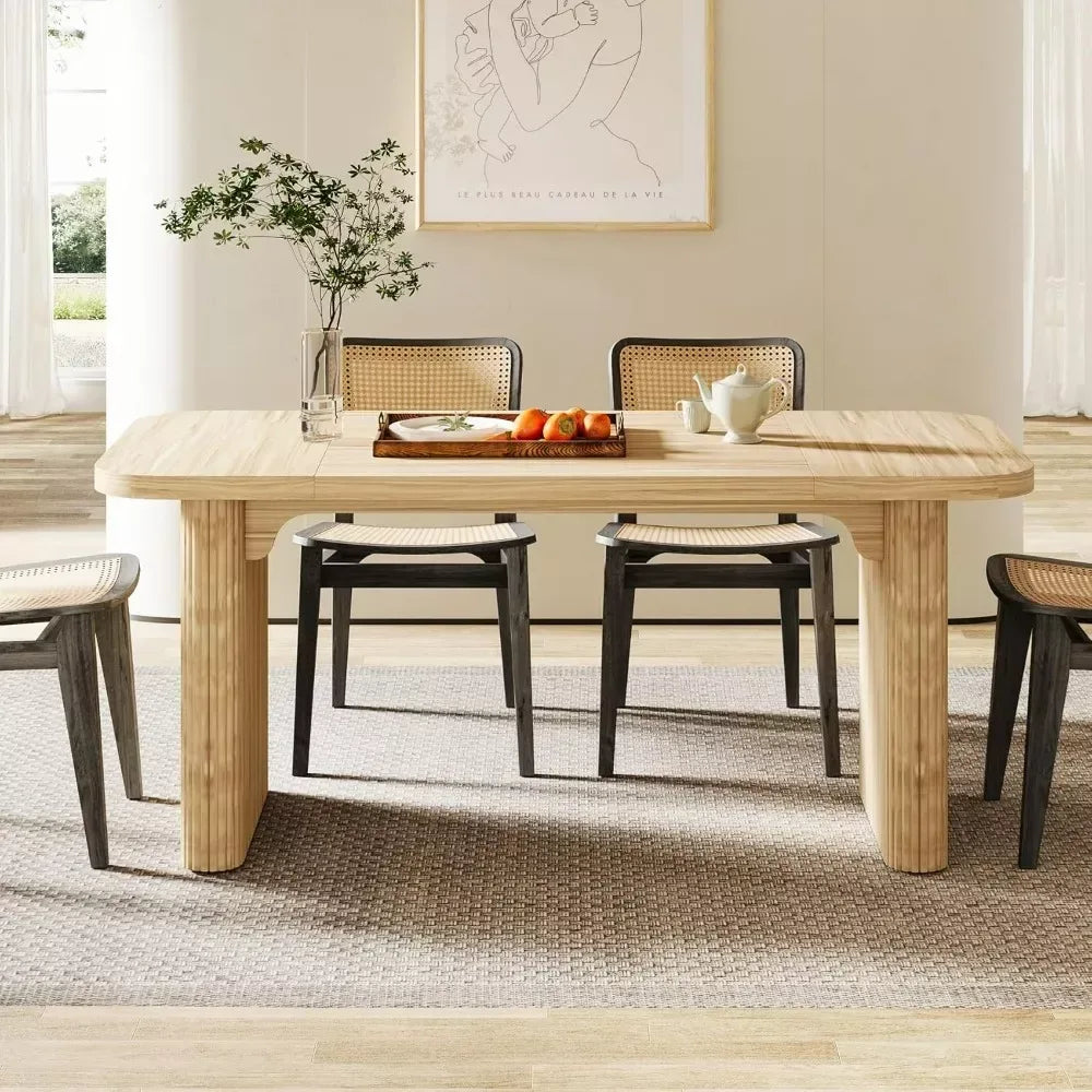 63-Inch Modern Wood Dining Table for 6 with Sturdy Double Pedestal Base - DSARD - DSARD