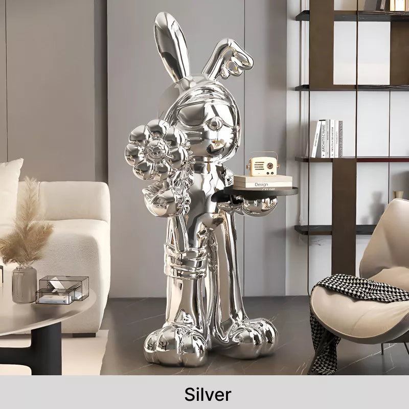 Nordic Rabbit Statue Table with Tray