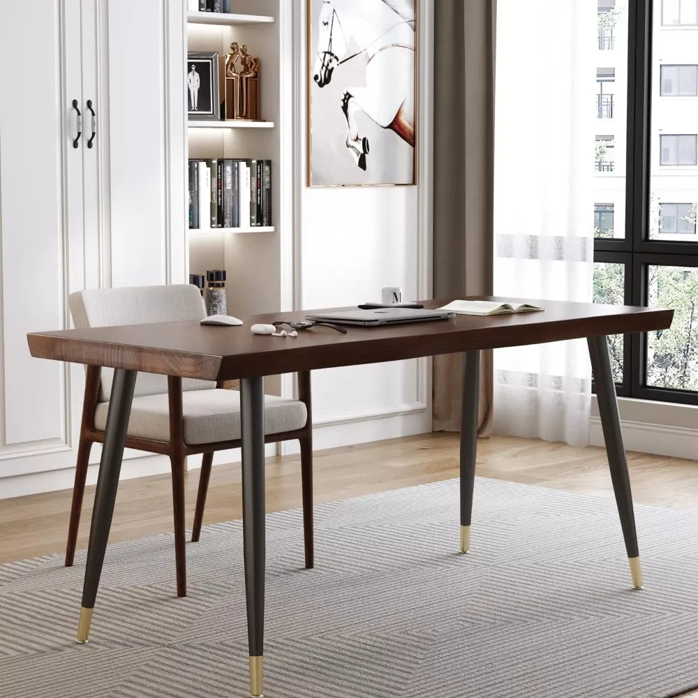 Modern 55″ Standing Desk with Black Metal Frame and Solid Wood Top - DSARD