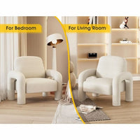 Modern Accent Armchair with Elephant Trunk Armrests and Sherpa Upholstery - DSARD