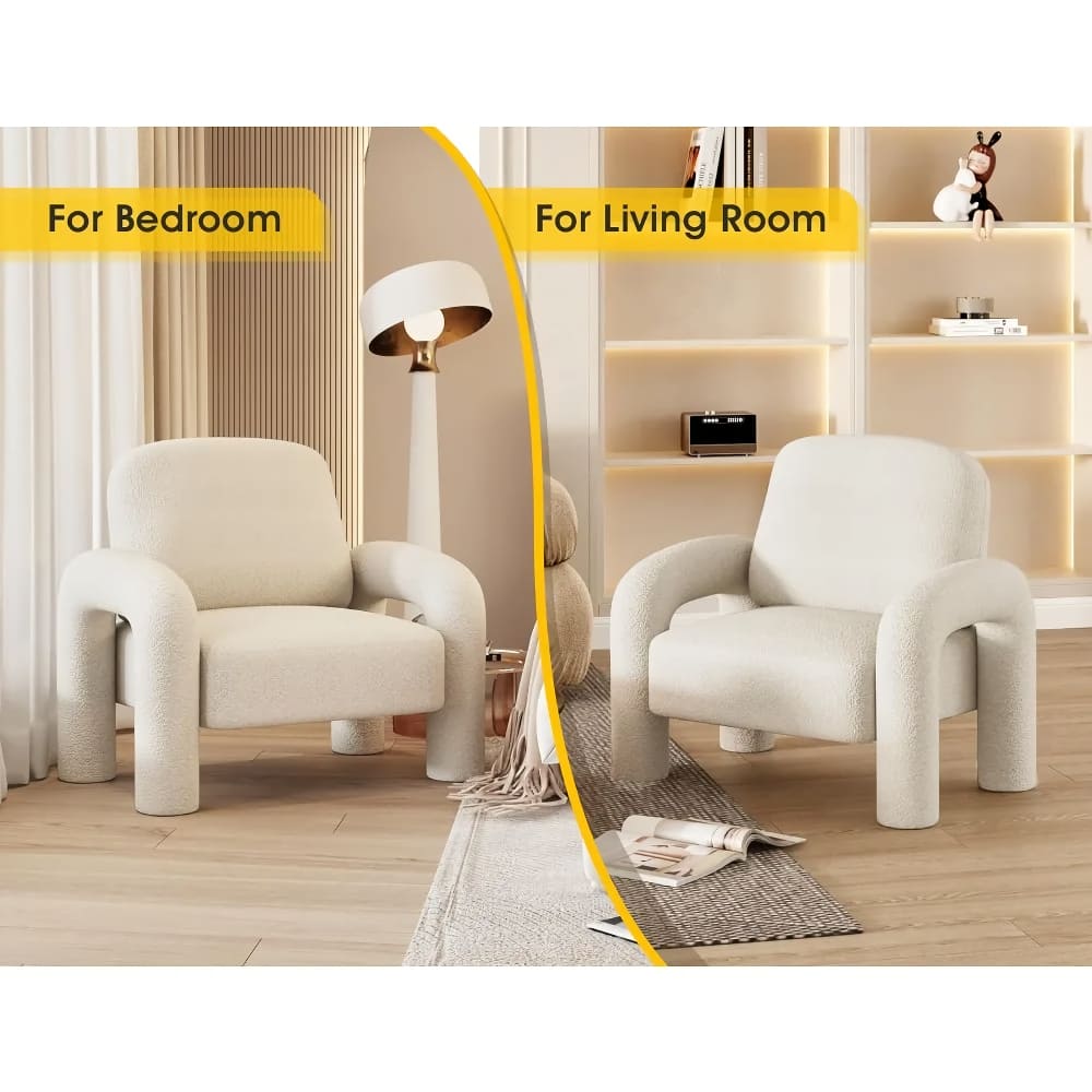 Modern Accent Armchair with Elephant Trunk Armrests and Sherpa Upholstery - DSARD