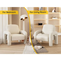 Modern Accent Armchair with Elephant Trunk Armrests and Sherpa Upholstery - DSARD