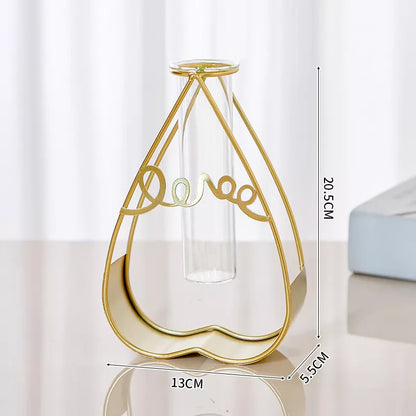 Elegant Metal Flower Vase with Silk Bouquet for Home & Wedding Decor