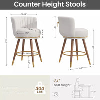 Leather Swivel Counter Height Bar Stools with Back and Footrest, Set of 4 - DSARD
