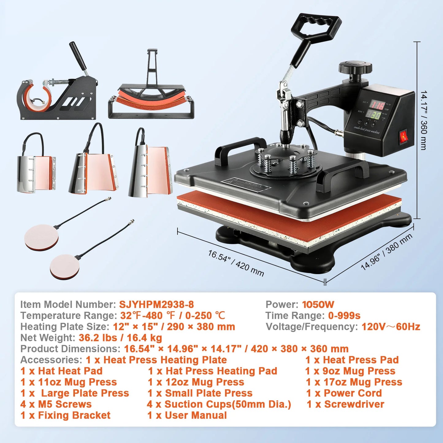 DSARD 8 in 1 Combo Heat Press Machine Multifunctional Sublimation