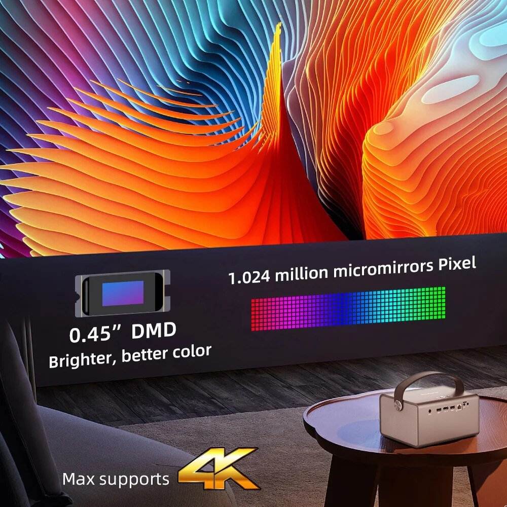 Portable 750 ANSI Projector with Built-in Battery & 3D - 300" Screen