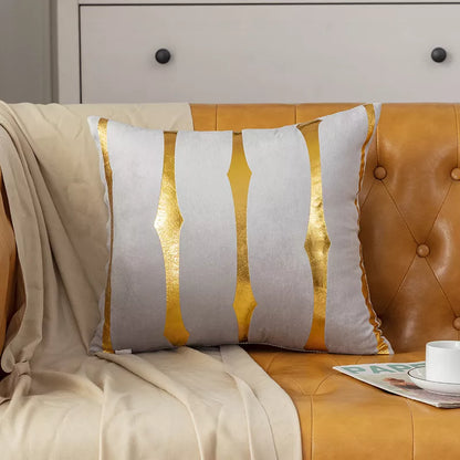 Luxury Gold Velvet Pillow Cover 18×18 – Soft Geometric Decorative Cushion