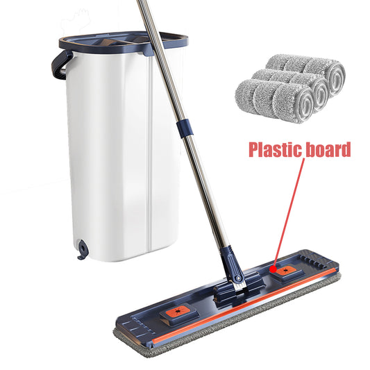 Hands-Free Dual-Chamber Flat Mop & Bucket Floor Cleaning System