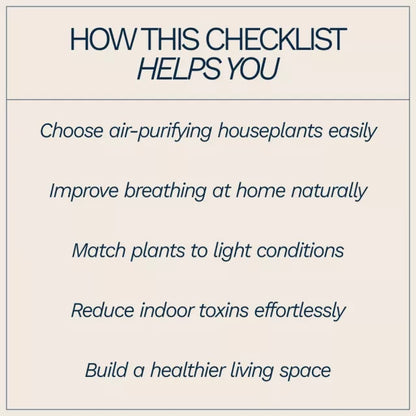 Best Houseplants for Indoor Air Quality Checklist | Easy Air-Purifying Plant Guide for a Healthier Home