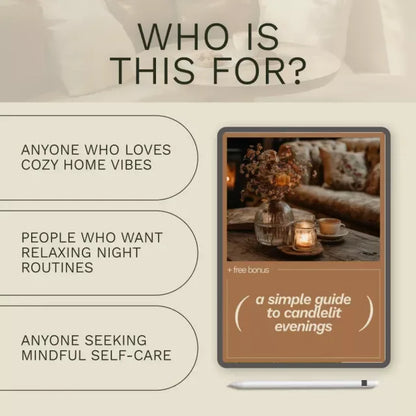 A Simple Guide to Candlelit Evenings – Digital Candlelight Guide, Cozy Night Ritual Planner, Home Ambiance & Relaxation eBook, Printable PDF Download for Self-Care Lovers - DSARD