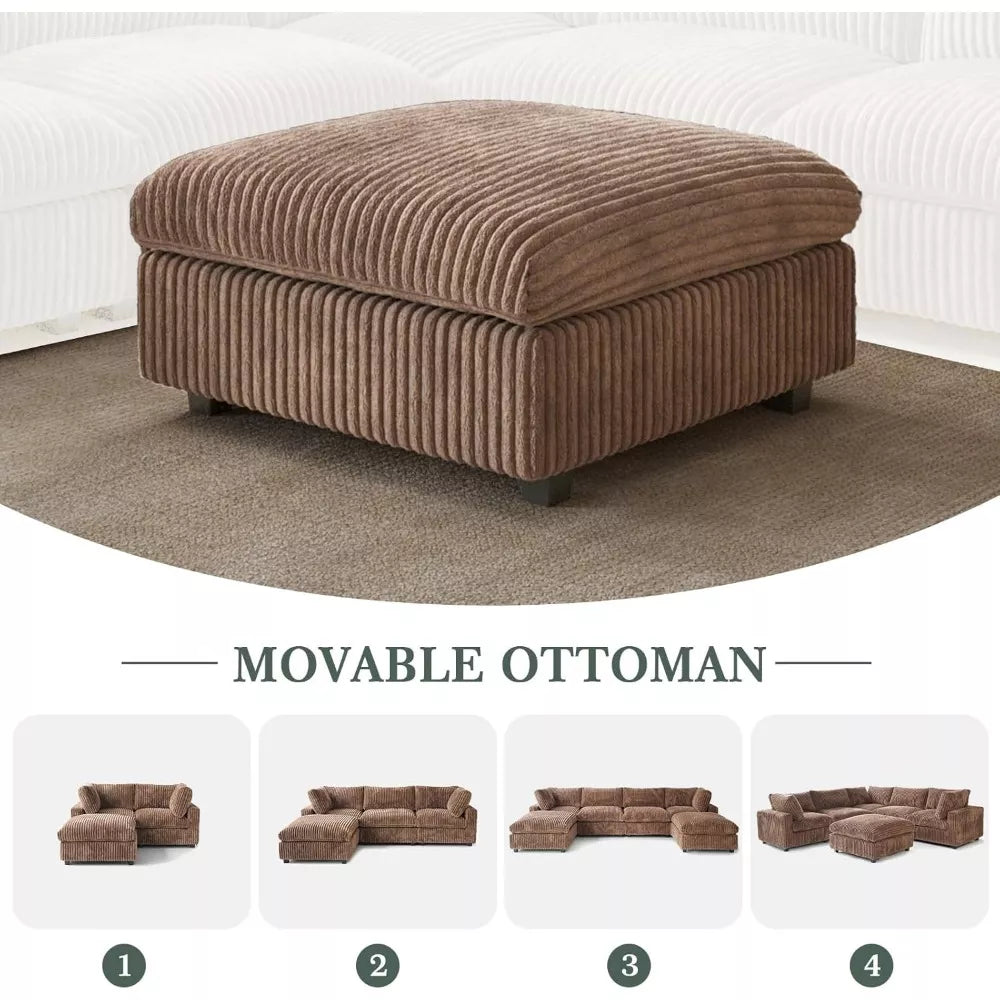 Modular L-Shaped Sectional Sofa with Chaise Ottoman and Washable Covers - DSARD