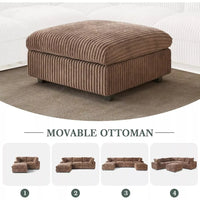 Modular L-Shaped Sectional Sofa with Chaise Ottoman and Washable Covers - DSARD