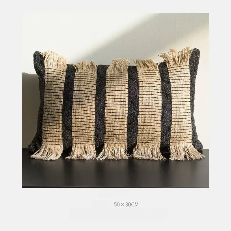 Brown Woven Throw Pillow Cover 12×20 / 20×20 Inch – Modern Luxe Décor - DSARD