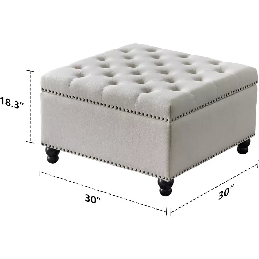 30″ x 30″ Tufted Square Storage Ottoman Bench & Coffee Table - DSARD - DSARD