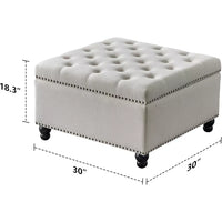 30″ x 30″ Tufted Square Storage Ottoman Bench & Coffee Table - DSARD - DSARD