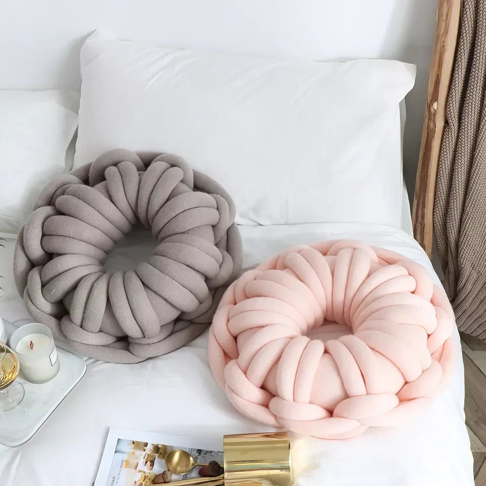 DIY Chunky Yarn Hand-Knot Round Cushion – Cozy Decorative Seat & Back Support - DSARD