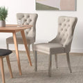 Tufted Upholstered Dining Room Chairs Set of 2 with Nailhead Trim and Lion Pull Ring - DSARD