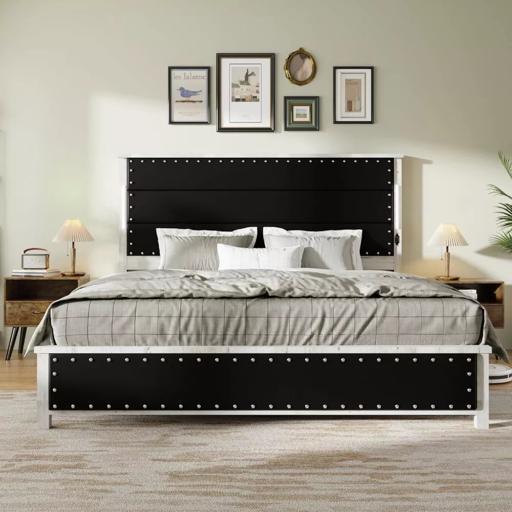 Queen Bed Frame with Upholstered Headboard, Storage Drawers & Adjustable LED Lights - DSARD