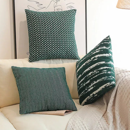 Green Abstract Striped Throw Pillow Cover 18×18 Inch – Modern Home Decor