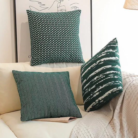 Green Abstract Striped Throw Pillow Cover 18×18 Inch – Modern Home Decor