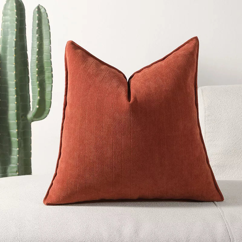 Soft Chenille Herringbone Throw Pillow Cover – Solid Color Decorative Cushion Case