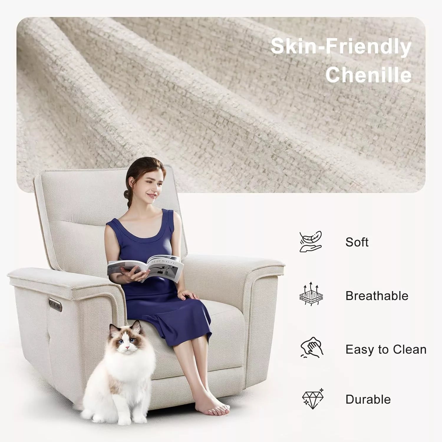 Oversized Recliner Chair with Heat, Massage & Power Adjust, 44″ Extra Wide - DSARD