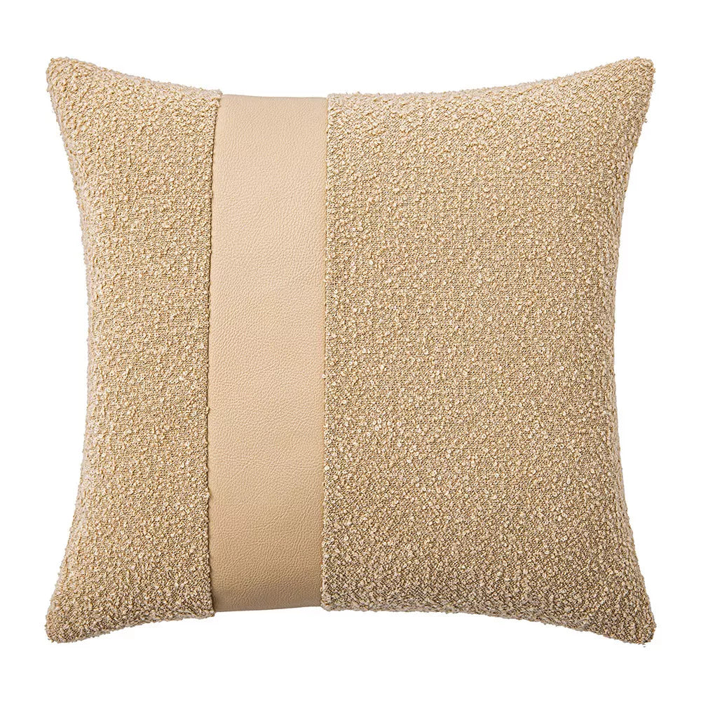 Faux Leather and Boucle Decorative Pillow Cover – Modern Textured Accent