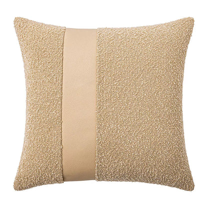Faux Leather and Boucle Decorative Pillow Cover – Modern Textured Accent