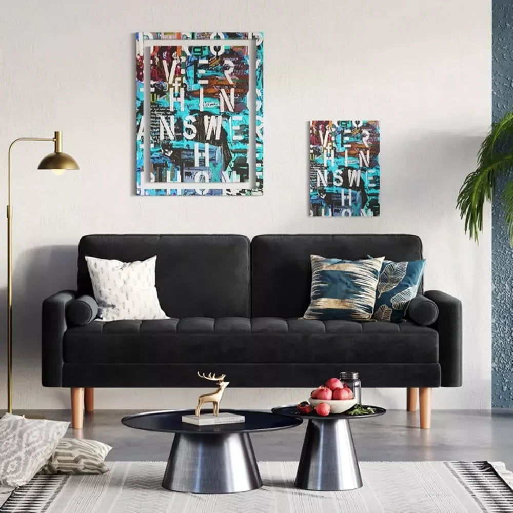 59 Inches Velvet Love Seat Sofa with Pillows - DSARD - DSARD