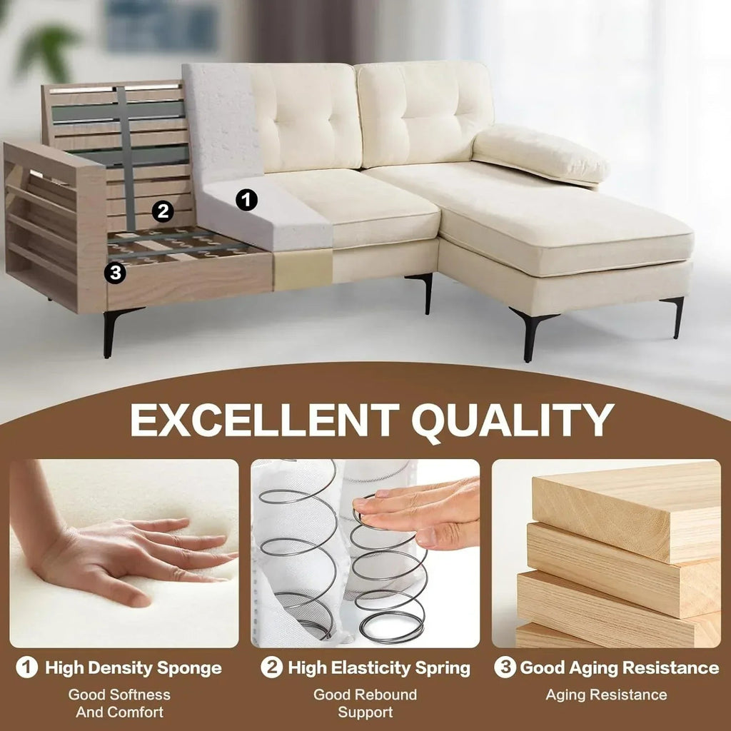 83″ Modern L-Shaped Deep Seat Sofa with Reversible Chaise Lounge - DSARD - DSARD