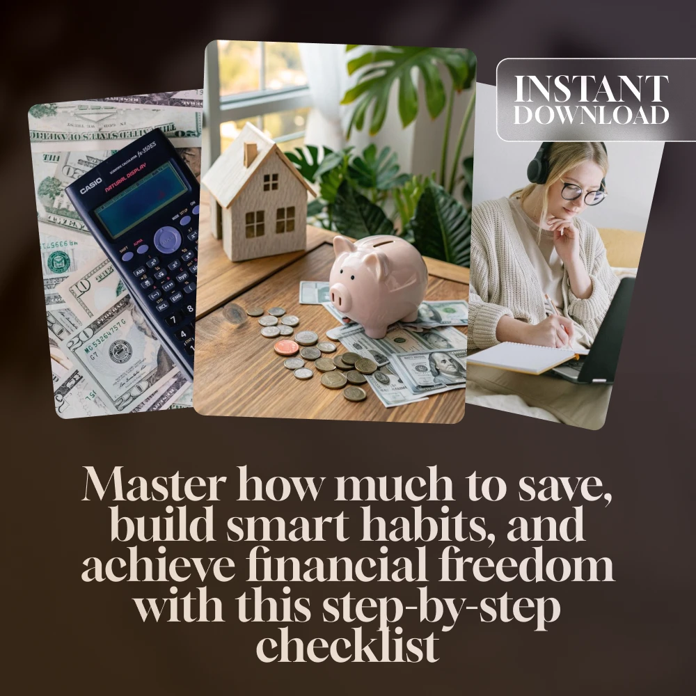 Your Personalized Savings Success Checklist: Master How Much to Save and Win Big | Digital Download | Money-Saving Guide | Financial Freedom Planner