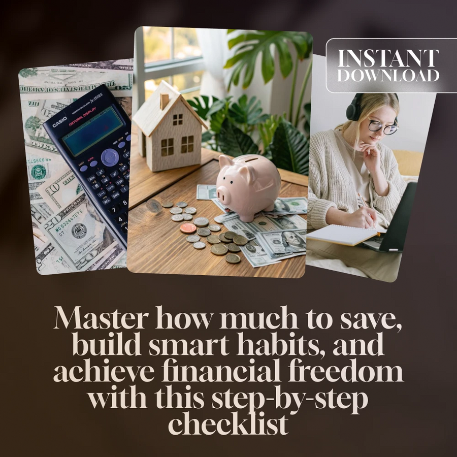 Your Personalized Savings Success Checklist: Master How Much to Save and Win Big | Digital Download | Money-Saving Guide | Financial Freedom Planner