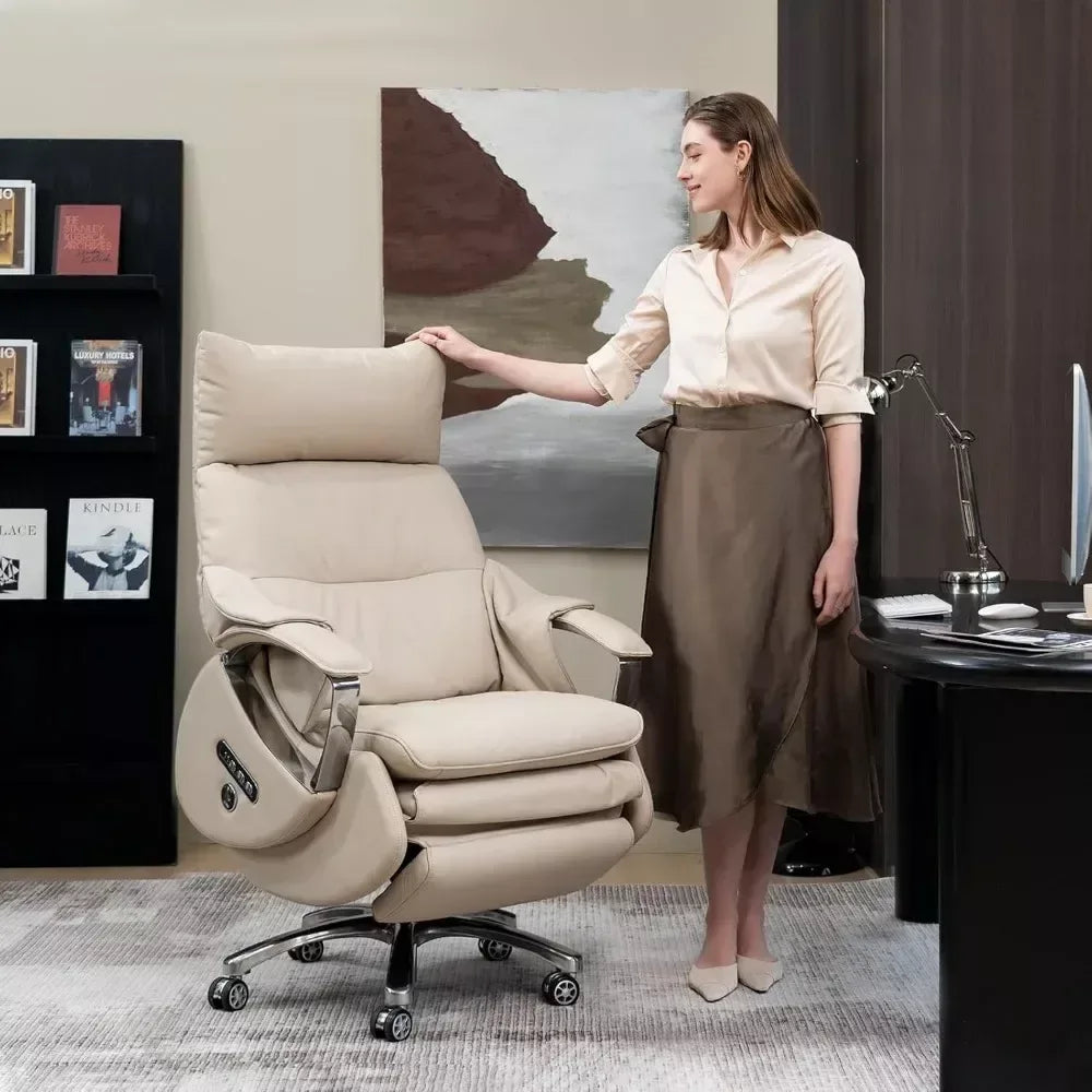 Ergonomic Leather Office Chair with Footrest, Massage & Electric Recline - DSARD - DSARD
